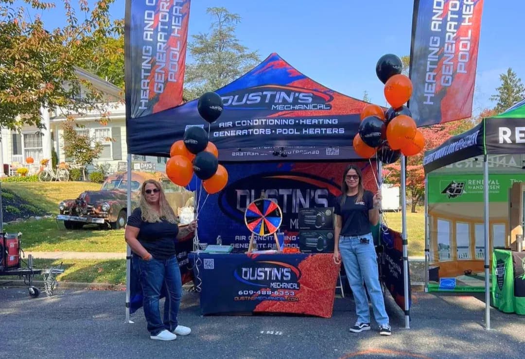 Dustin's team at a New Egypt, NJ community event with their tent and balloons
